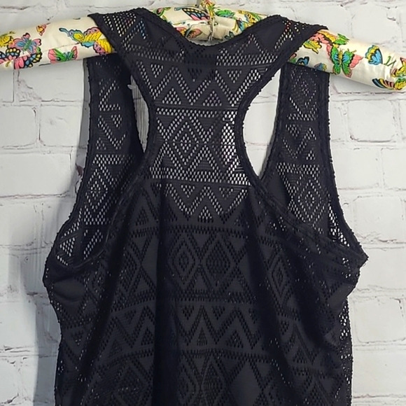 Eye Candy Sheer Fishnet Racerback Black Tank Top Womens Size Medium - Picture 13 of 15